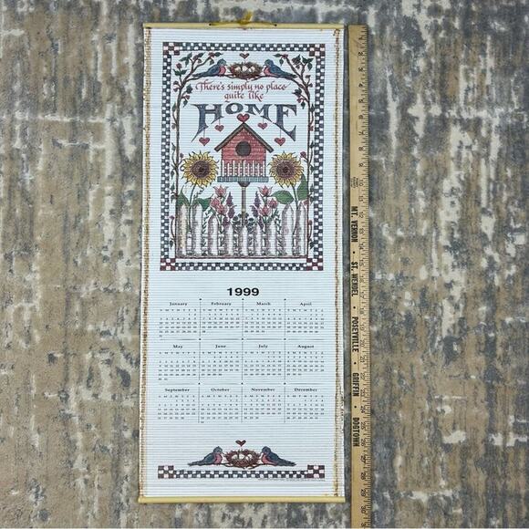 NEW Vintage Double Sided Bamboo Wall Calendar 1998 1999 29.5” x 12.5” - Picture 1 of 6